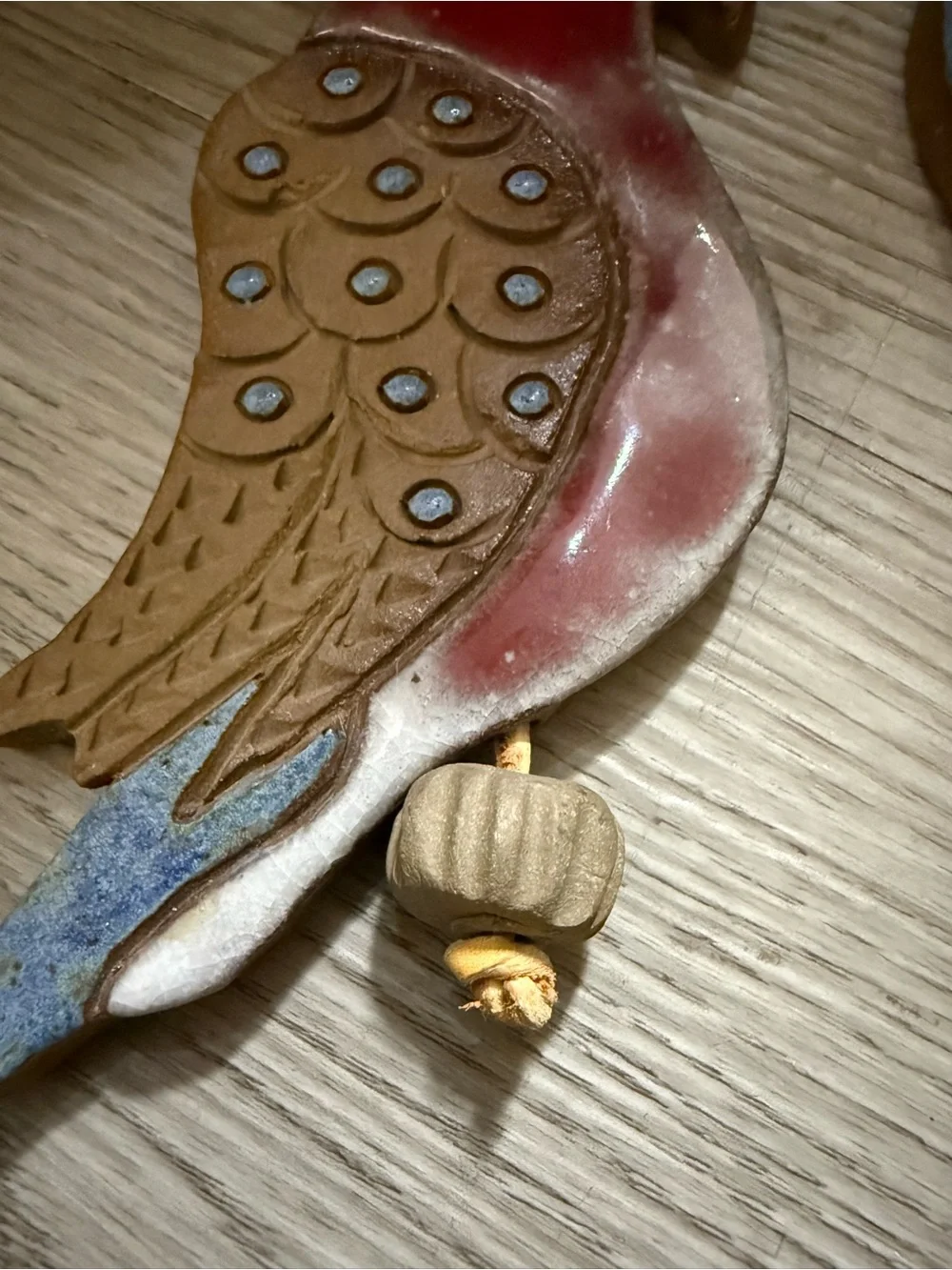 Handcrafted Ceramic Bird Wall Hangings Set of 2 Blue and White Vintage
